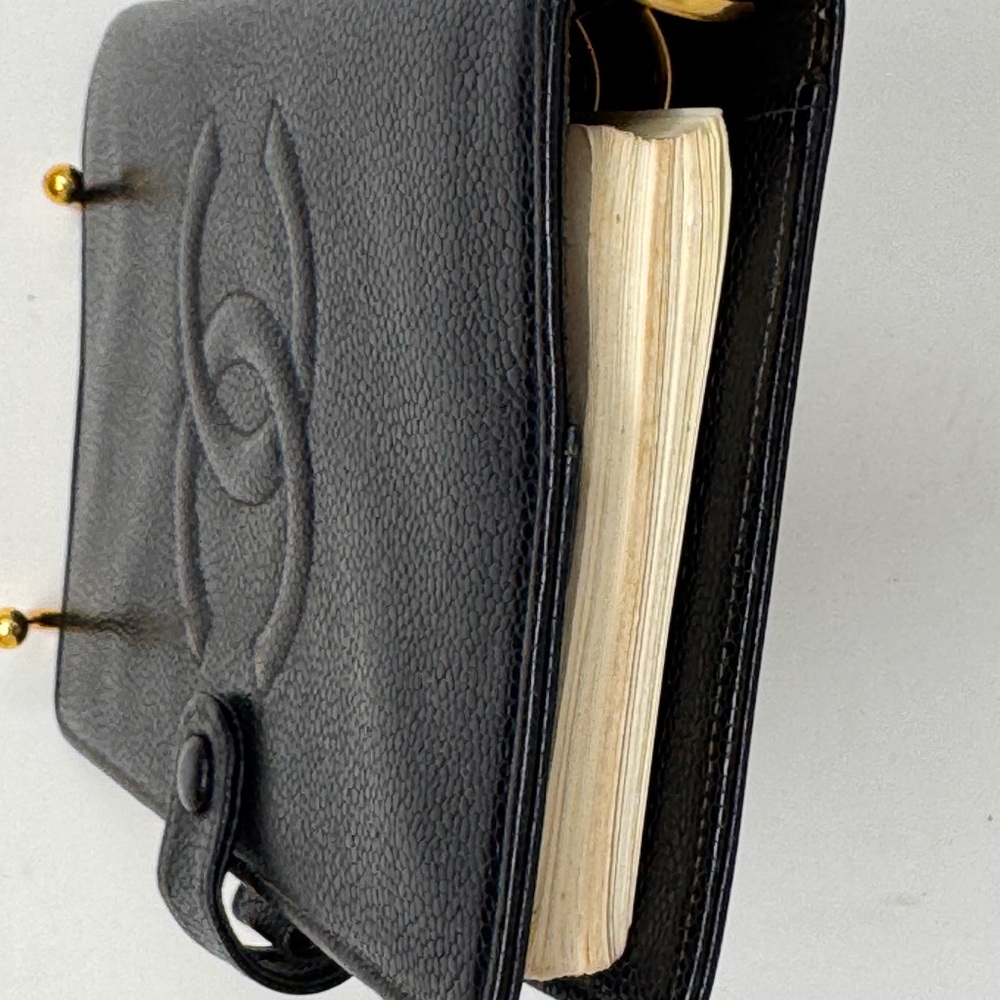 💯Authentic CHANEL CC Caviar Medium Agenda -Black - Picture 5 of 7